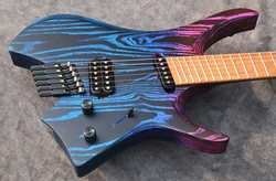 2022 NK Fanned frets 6 Strings Headless Electric Guitar Purple color Roasted wenge Neck SH pickups