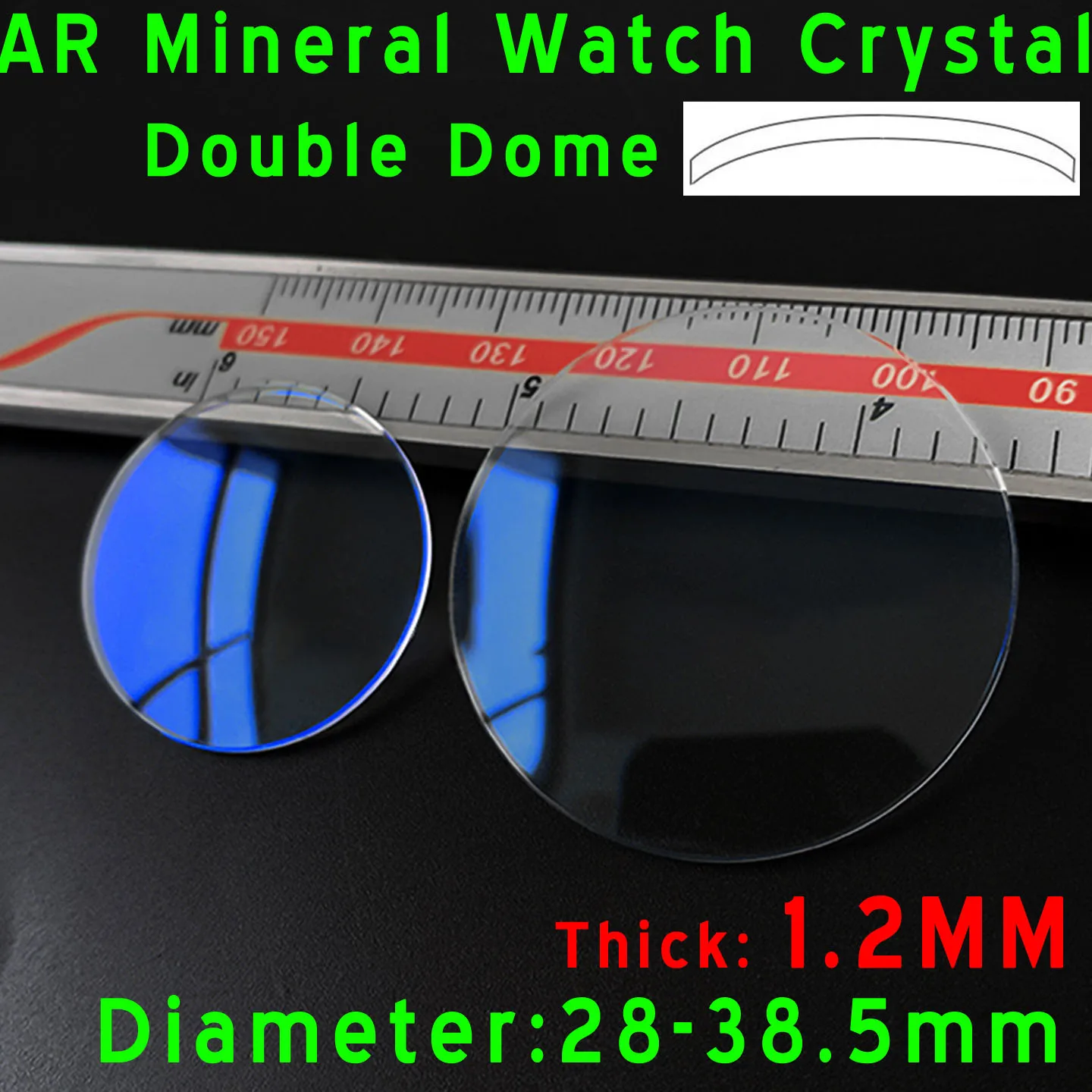 Watch Glass Blue AR Coating Double Domed 1.2mm Thickness 28mm-38.5mm Diameter Mineral Watch Crystal Glass For Watch Repair