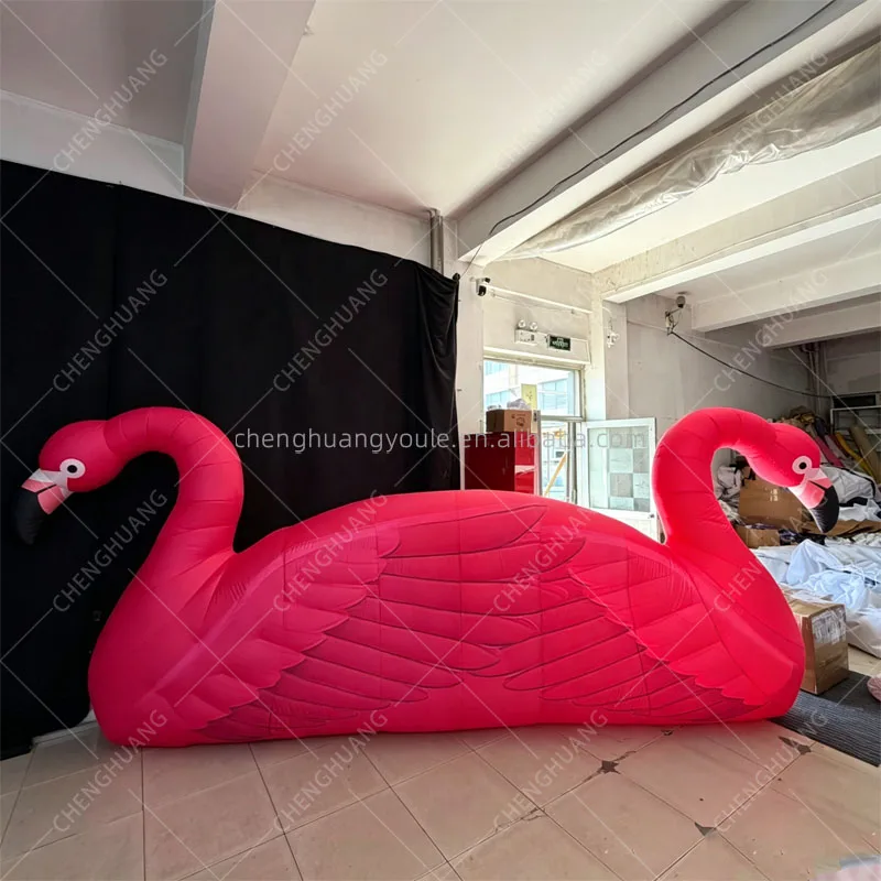 Giant Double Head Flamingo Inflatable Backdrop, Decor Props for Garden, Party, Exhibition & Advertising Events