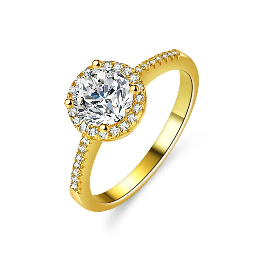 KyanGem 18K Gold Inlaid With Moissanite Luxurious Circular Packaging Ring,1 carat Female Fashionable Ring Women Wedding Gifts