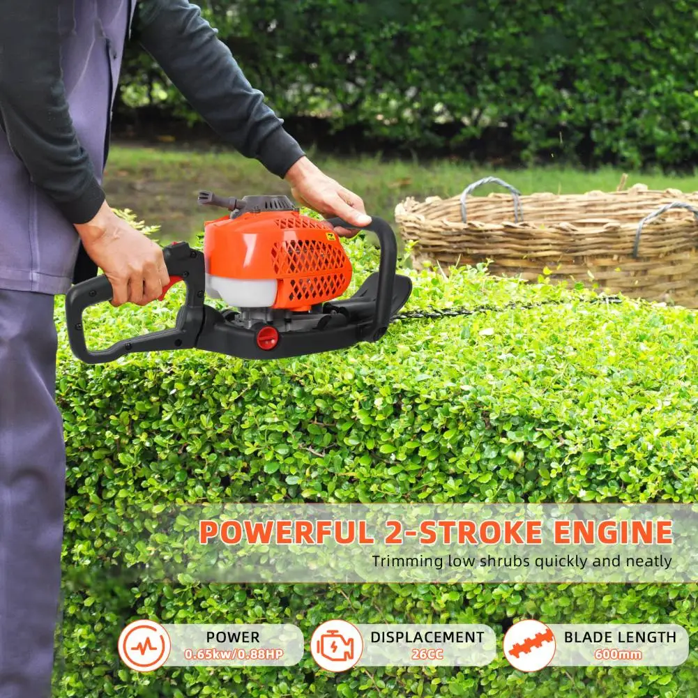 Dual Sided Blade Hedge Trimmer, 26CC Gas Hedge Trimmer, Cordless Hedge Trimmer, Handheld Chainsaw Pruner