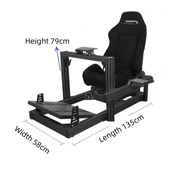 Sport Adjustable Aluminum Cockpit Black/Silver Anodized 4080 Aluminum Profile Sim Racing Cockpit emulator Gaming Seat