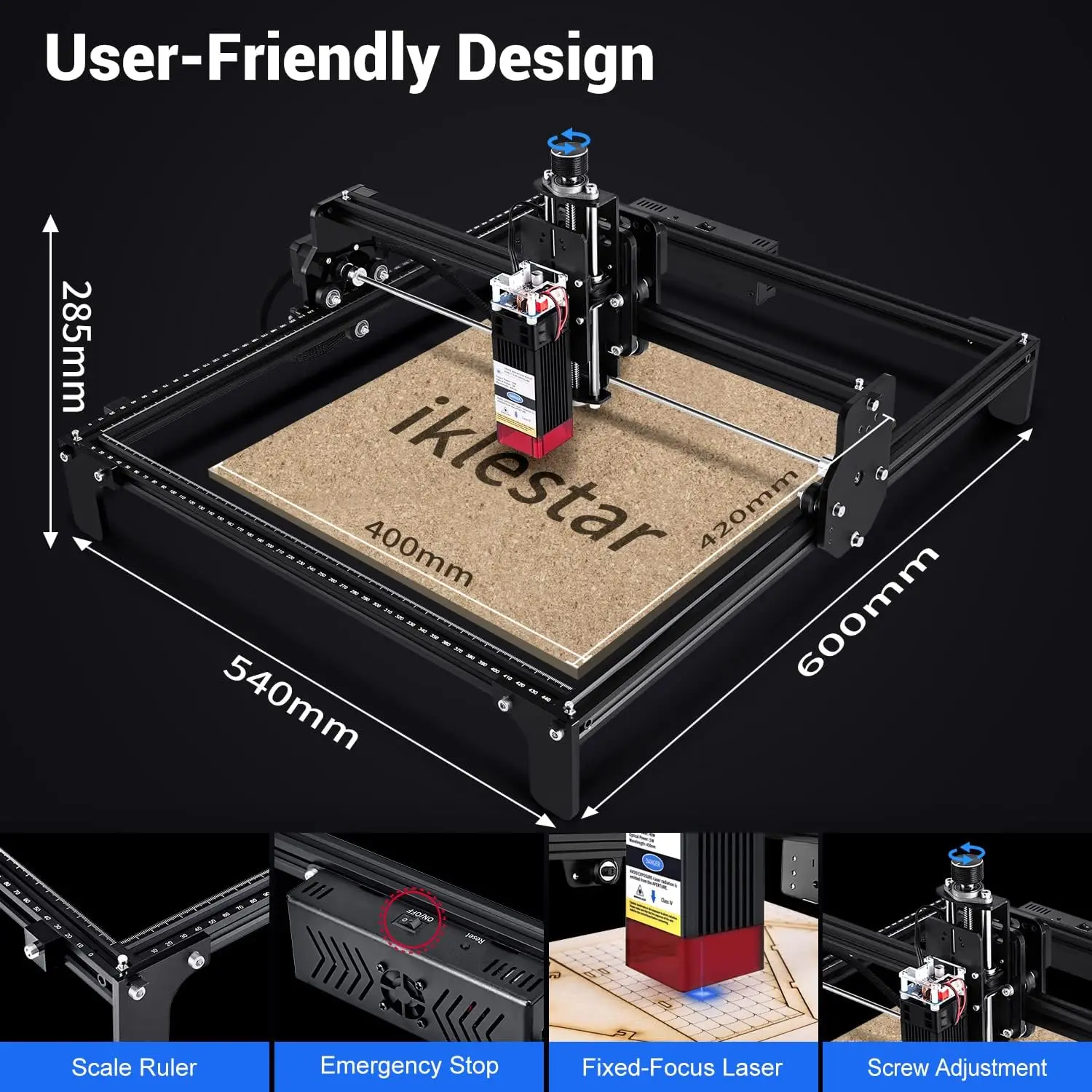 Imagem -03 - Dobtian-poderosa Máquina de Corte a Laser Gravador Faça Você Mesmo Metal Grbl Cnc Roteador de Gravação Cortador Área de Trabalho de Madeira 420x400m 4240