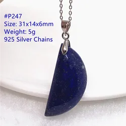 Natural Royal Blue Lapis Lazuli Pendant Necklace Jewelry For Women Men Love Gift Healing Crystal Stone Energy Beads Silver AAAAA