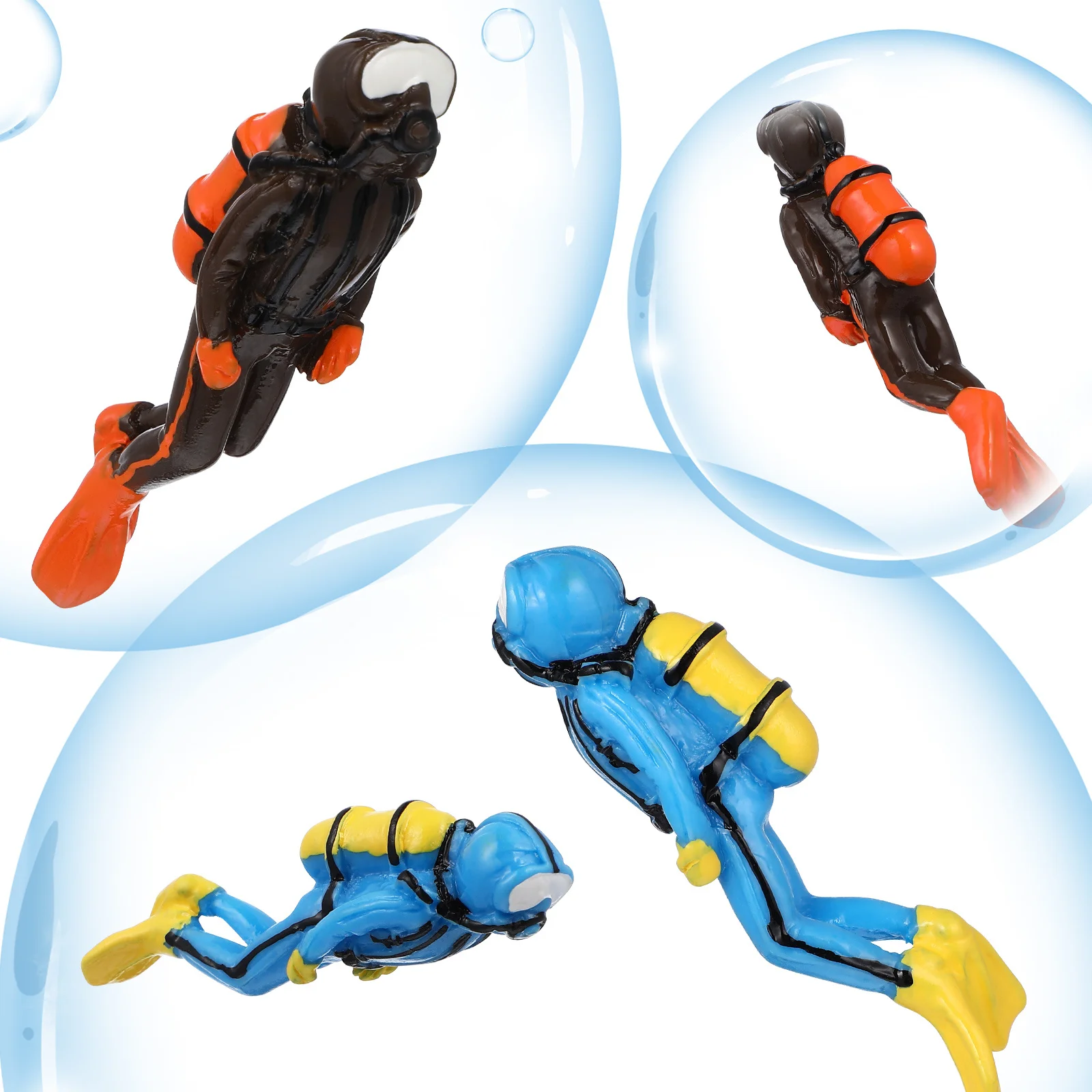 

4Pcs Resin Diver Decorations Floating Fish Tank Ornaments Small Aquarium Accessories Realistic Shaped for Tank Landscaping