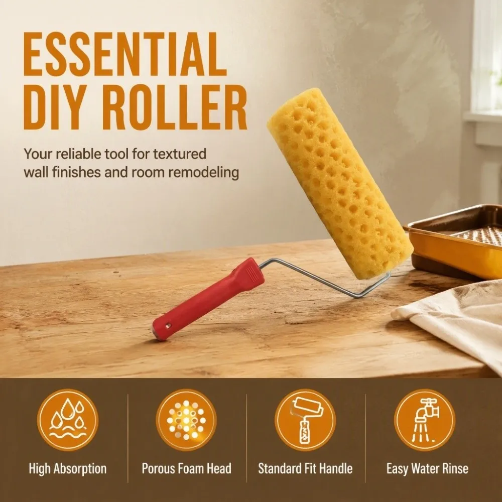 With Handle Texture Pattern Paint Roller Texture Tool Art Painting Imitation Seaweed Sponge Roller Pattern Tool