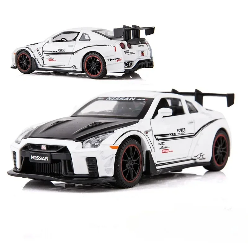 Diecast 1/32 Nissan GTR R35 Sport Car Model Sound Light Collective Diecasts Toy Vehicles Kids Boys Voiture Miniature Home Decor