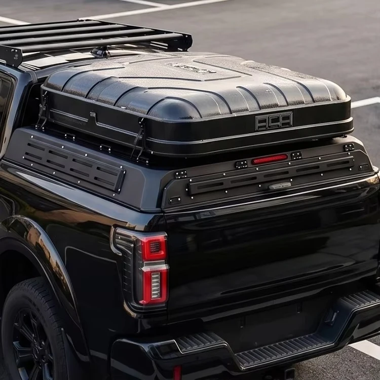 Hard Aluminum Three-Door FoldingPickup Truck Camper Shell RooftopCarrier Waterproof Lockable Tonneau Cover Overlanding