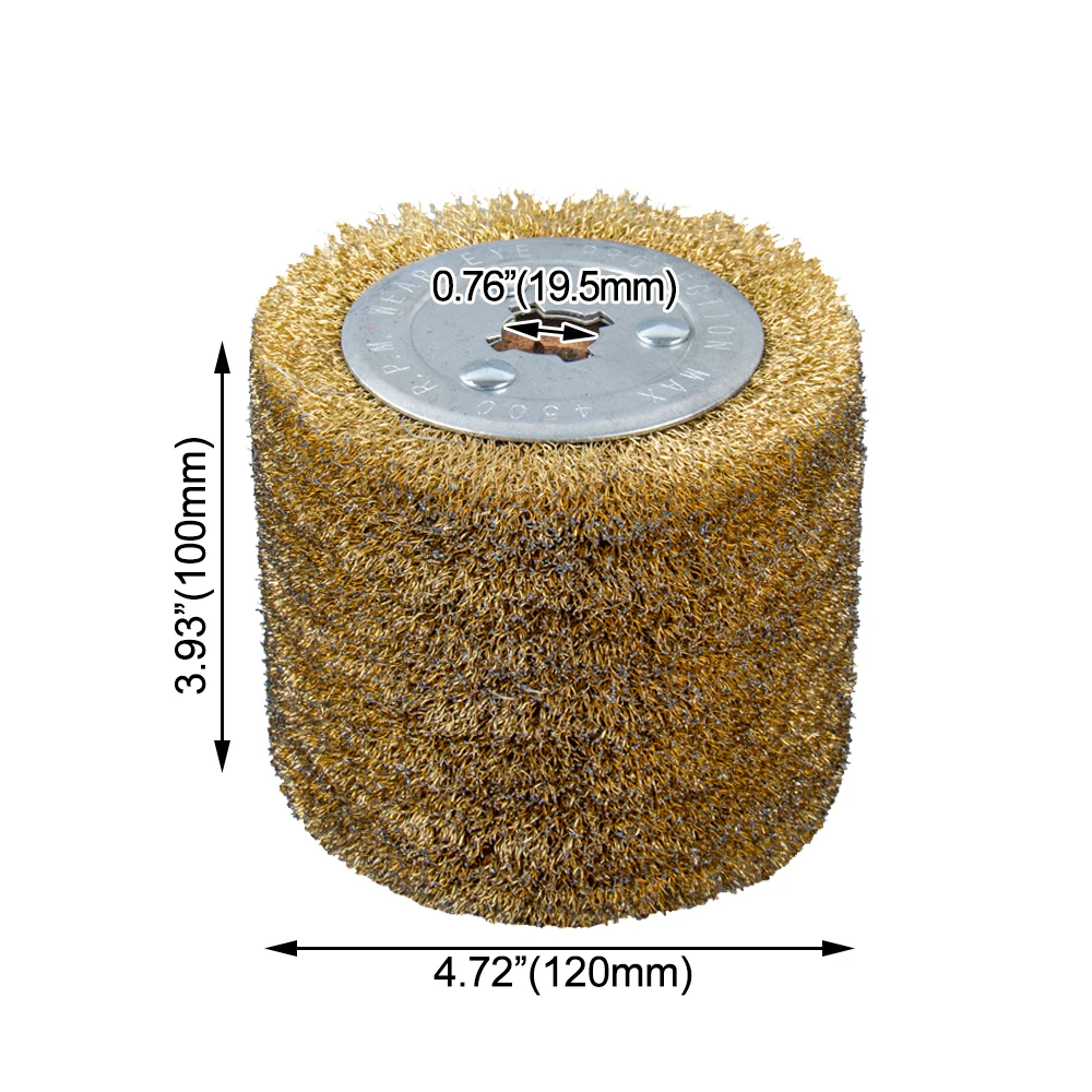 1pc 120*100*19mm Stainless Steel Wire Drum Polishing Wheel Electric Brush for Woodworking Metalworking