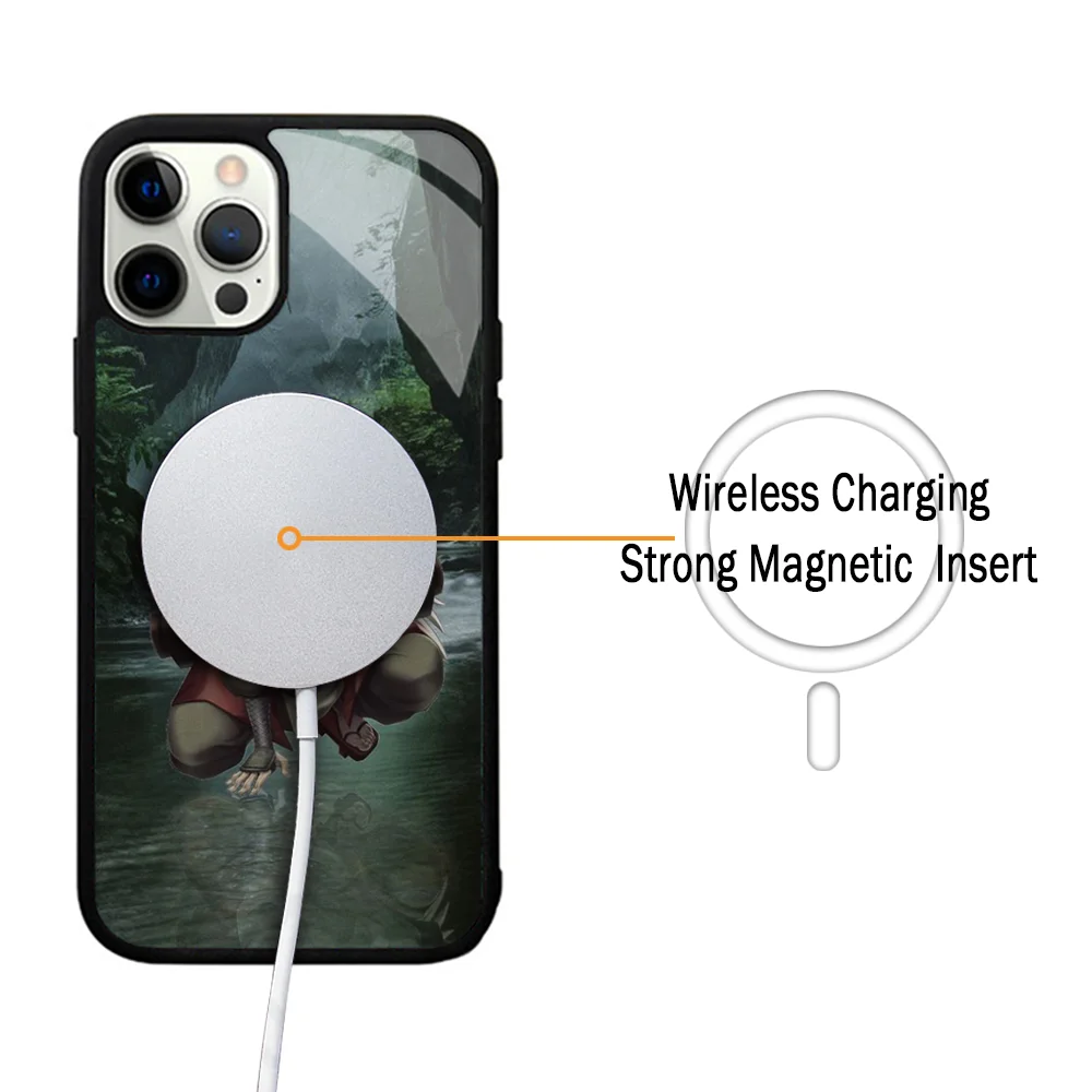 Jiraiyas N-Narutos Anime Phone Case For IPhone 11 12 13 14 15 Plus Pro Max Mirror Acrylic Cover For Magsafe Wireless Charging