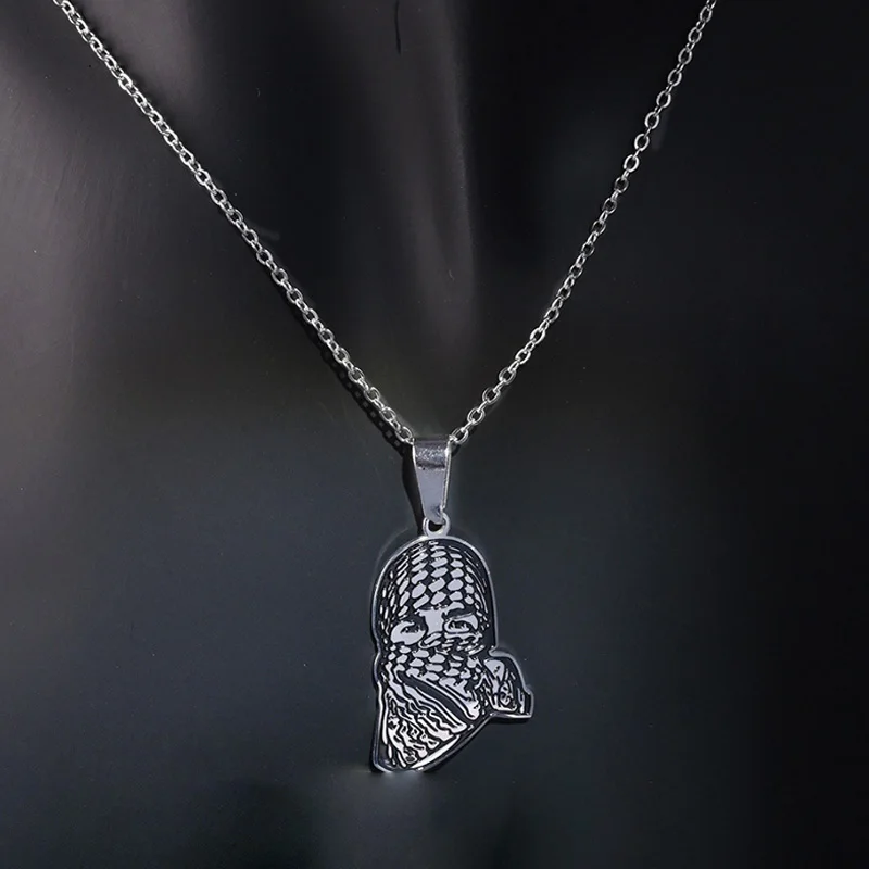 New Stainless Steel Keffiyeh Scarf Shape Pendant Chain Necklaces Silver Color Middle East Personalized Charm Jewelry Gift