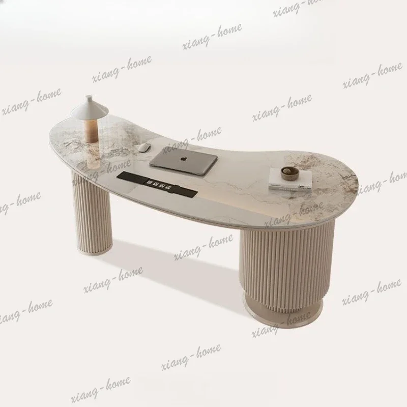 YJ Cream-style Rock Plate Office Desks Italian Simple Small-sized Light Luxury Office Desks French Computer Furniture Bureau JT4
