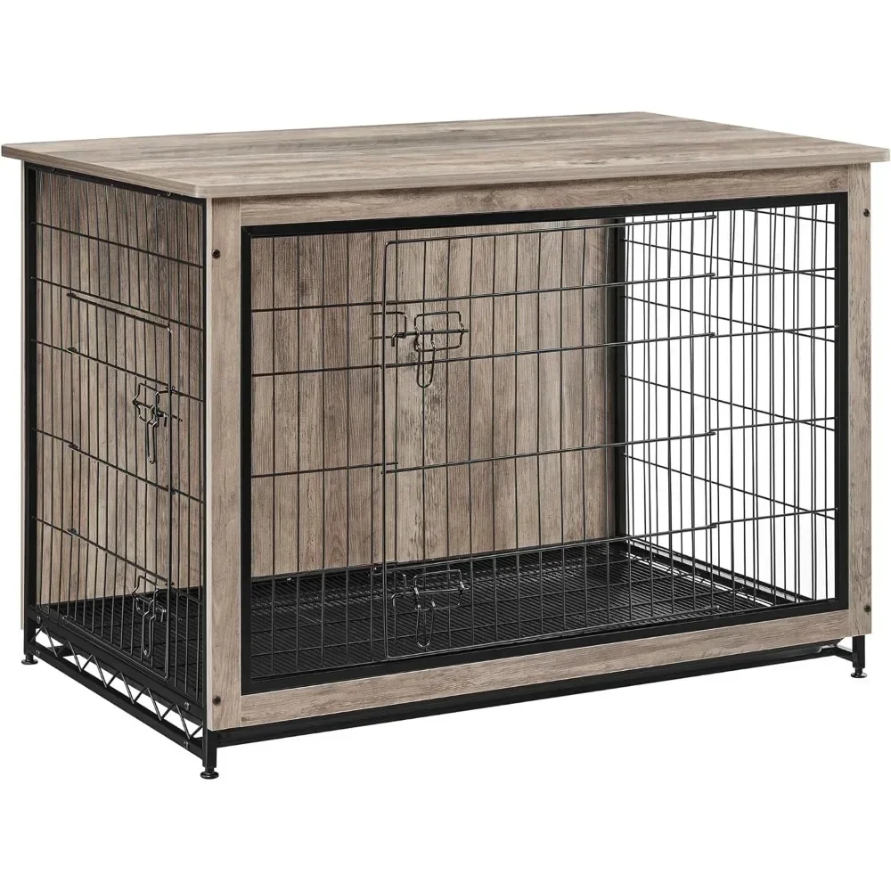 

Dog cage, side table, modern indoor kennel weighing less than 80 pounds, with multi-purpose detachable tray, two door kennel