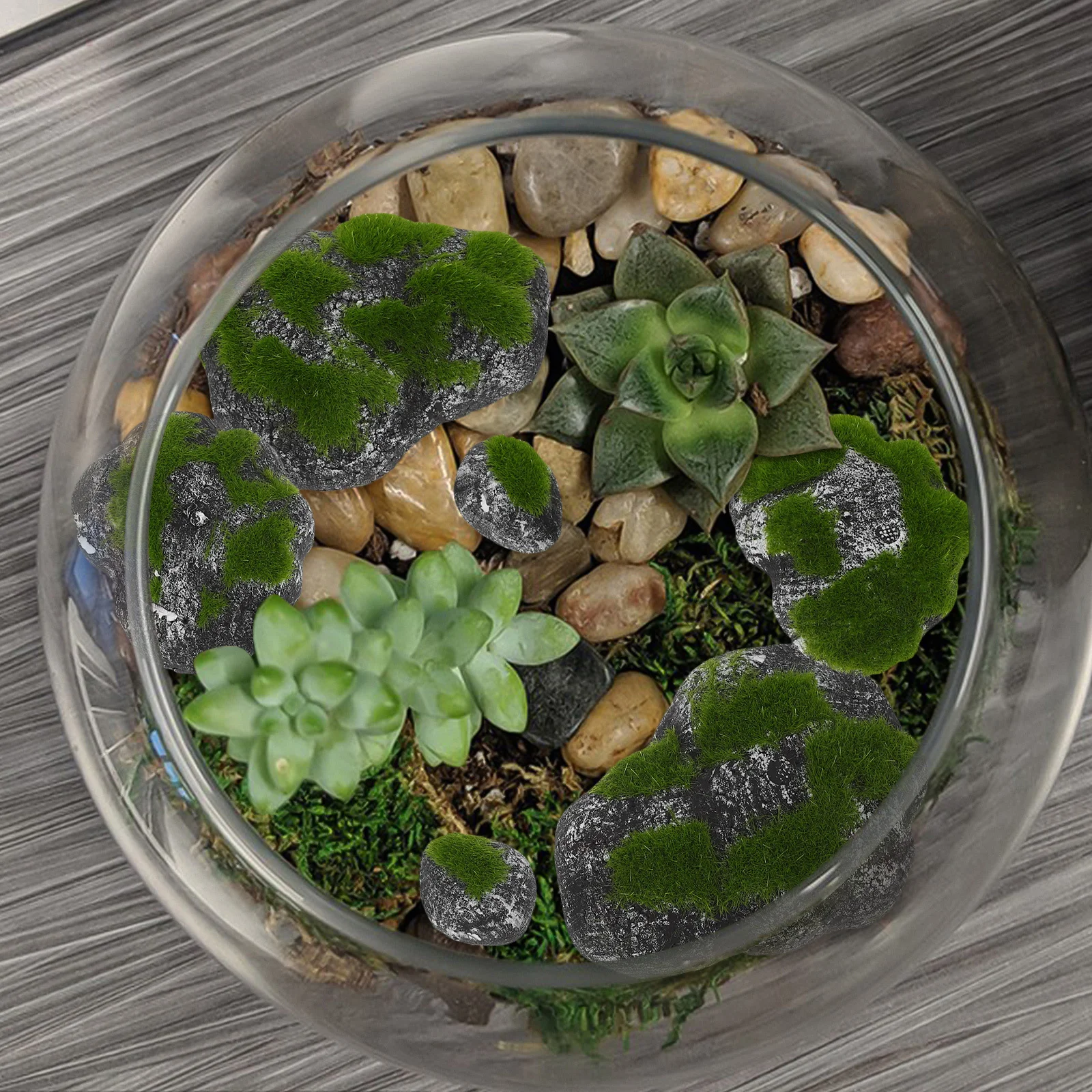 

1 set 1 Set Artificial Moss Stones Faux Covered Rocks For Fairy Garden Terrarium Diy Craft Arrangement Stone Decoration Greenery