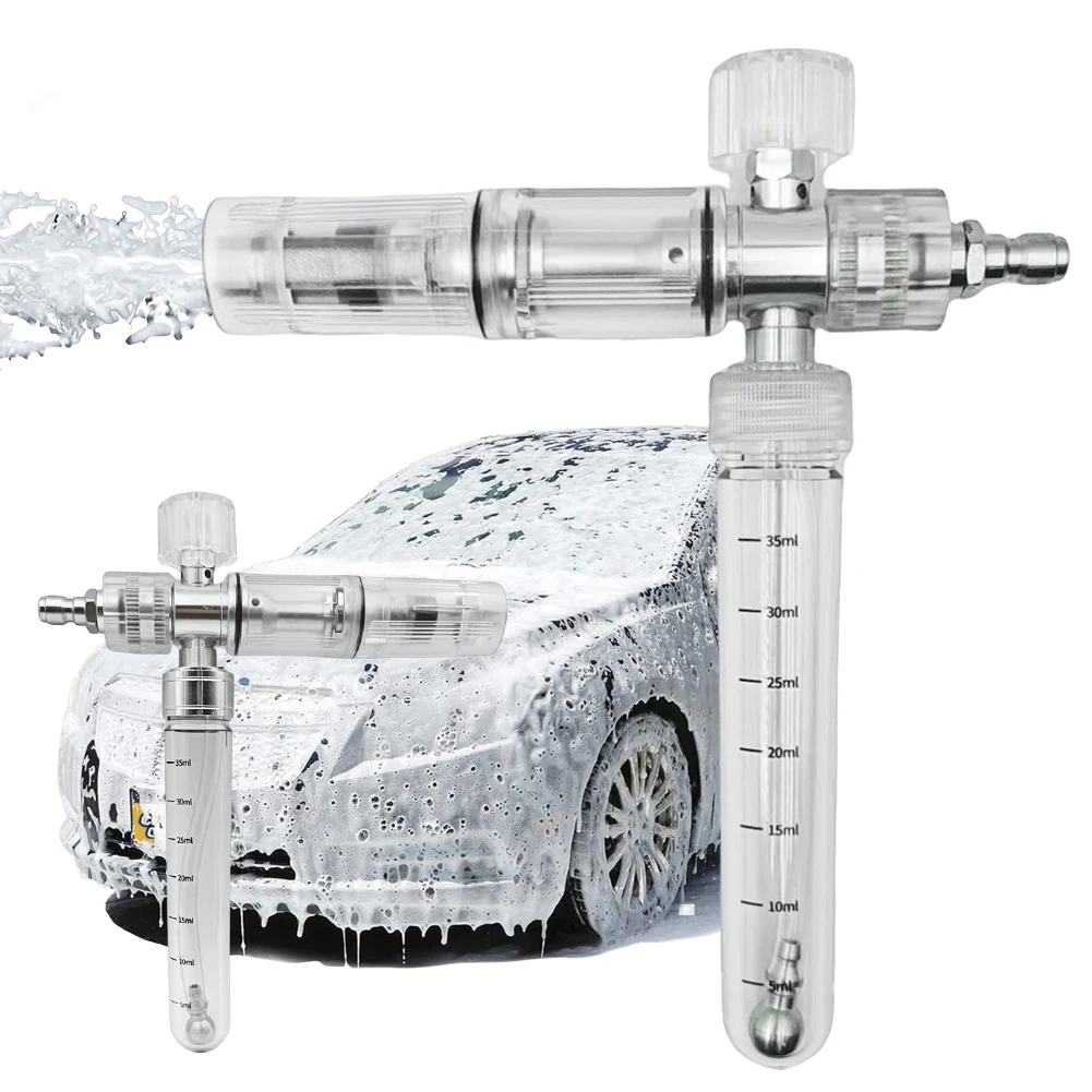 

35ml Water Foam Pot with 1/4 Inch Quick Connector Pressure Washer Gun Adjustable Foam Spray Pot for Cleaning Cars SUVs