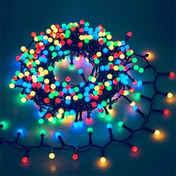 Tirvose 500LED petardy lampki świąteczne 8 trybów świąteczna okrągła girlanda w kształcie kuli girlanda żarówkowa na przyjęcie w ogrodzie domowym wystrój dziedzińca
