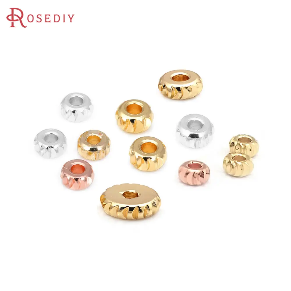 

40PCS 3MM 4MM 5MM 6MM 8MM 18K Gold Color Silver Color Brass Wheel Bracelets Spacer Beads Jewelry Making Findings Diy Accessories