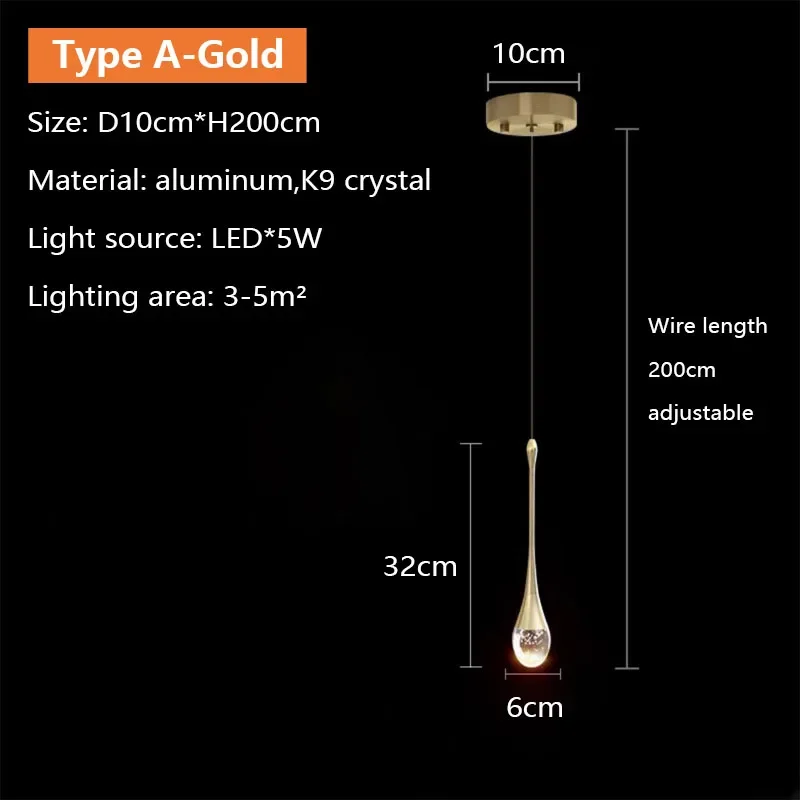 Nordic LED luxe kristallen hanglamp voor woonkamer, eetkamer, slaapkamer, nachtkastje, kroonluchter, binnenhuisdecoratie, verlichtingsarmatuur, glans