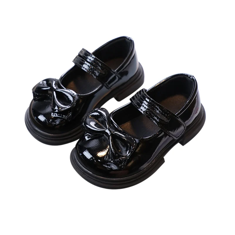 Kid Girls Leather Shoes Retro Bow Princess Shoes Children Soft Sole Non slip Party Wedding Dance Shoes Breathable Flats Sandals