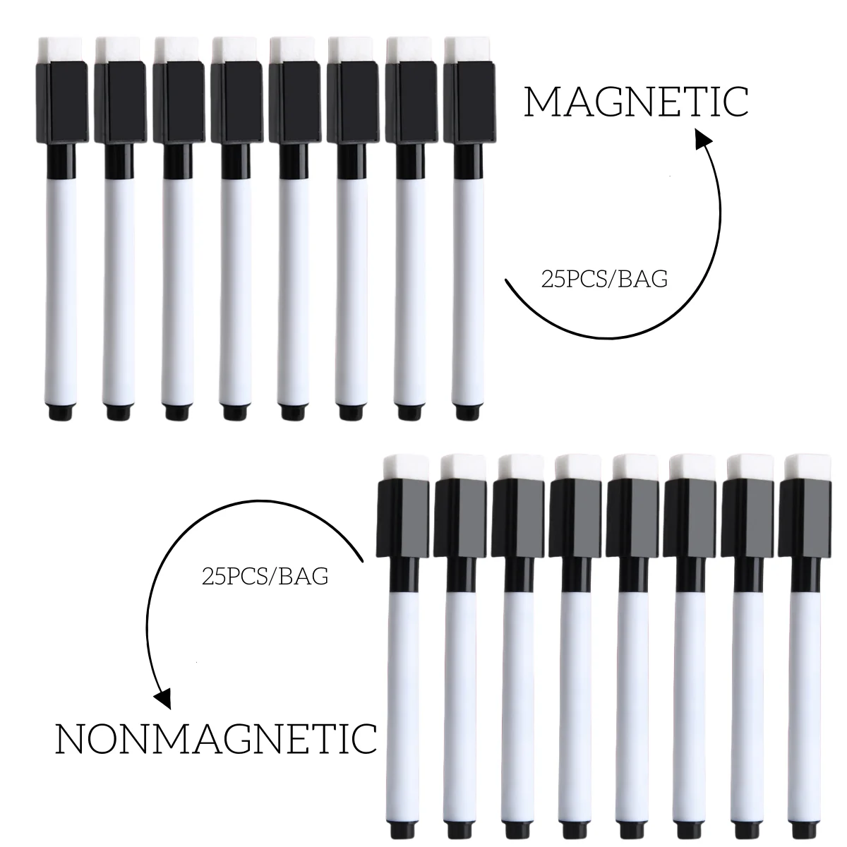 25Pcs Black Dry Erase Markers with Eraser Cap White Board Mini Dry erase Markers for Office School Supplies image 5