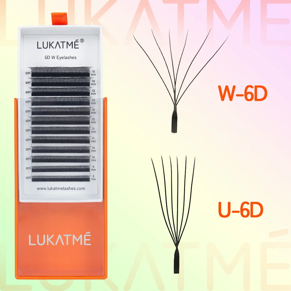 LUKATME Premade 6D Eyelash Extensions 6D W Shape Fluttery Lashes U Shaped 6D Lightweight Faux Mink Eyelashes