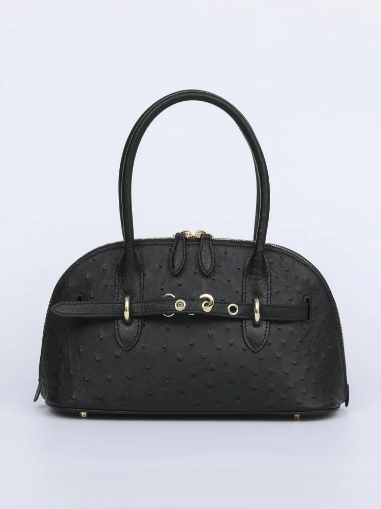 Elegant Ladies Vintage Banquet Real Ostrich Leather Totes Handbag Luxury Women Genuine Leather Shoulder Bag Strap Crossbdoy Bags