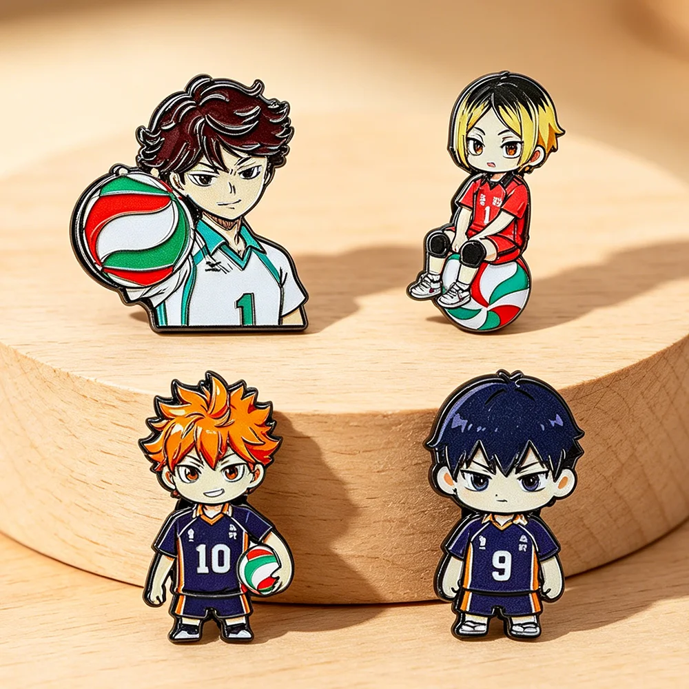 Sports Anime Enamel Brooch Pins Volleyball Player Figure Design Alloy Badge for Jacket Bag DIY Ornament Collectible Present