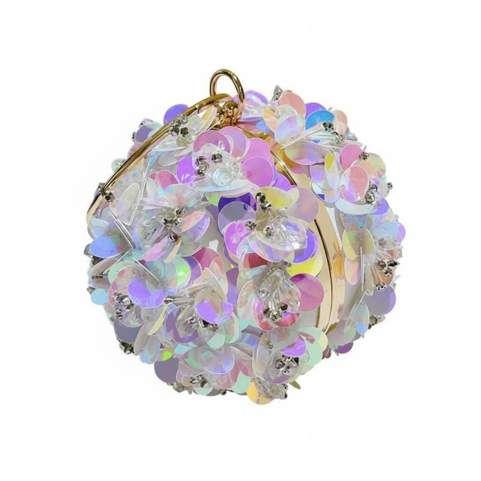 Round Flower Party Clutch Eye-Catching Round Flower Handbag Formal Floral Loop Handle Bag for Women, Vacation, Banquet