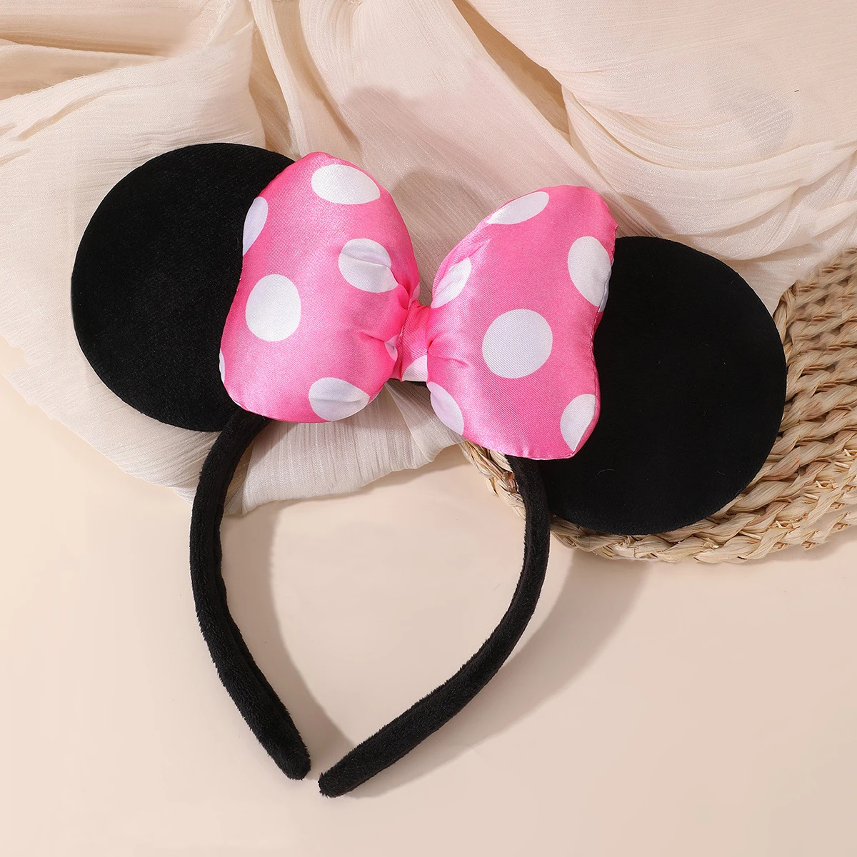 1 Stück Mausohren-Haarreif mit Polka-Dot-Satin-Schleife, Mini-Ohren-Haarband für Halloween, Geburtstagsfeier, Cosplay-Kostüm, Haaraccessoires – Detail 5