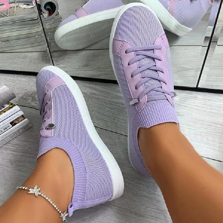 Zapatos Planos Women Shoes 2022 Breathable White Shoes Lace Up Flats Women Mesh Sneakers Socofy Size 43. Loafers Zapatillas Mujer