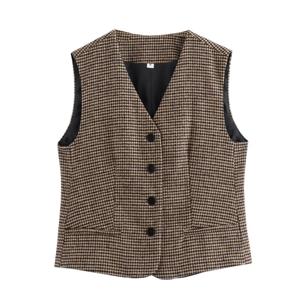 

Women's V-Neck Suit Vest Jacket Casual Fashion European American Style Autumn Winter New Clothing for Women