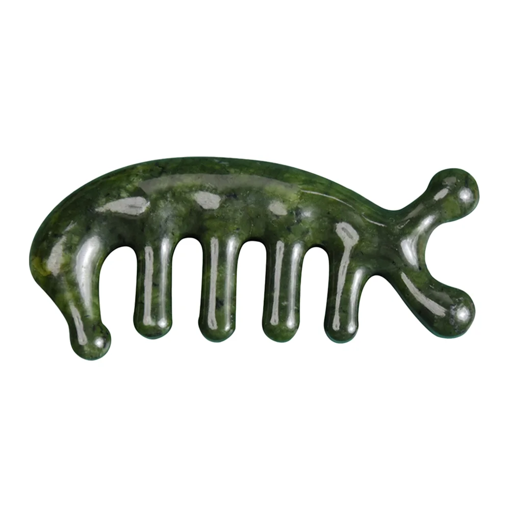 

Jade Massage Comb 3D Fish Shape Green Scalp Body Acupoint Creative Detangle Hair Brush Scraping Tool Ergonomic Safe