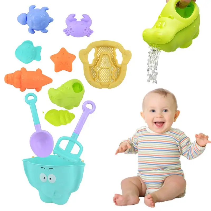 

Children Summer Toys With Cute Animal Model Seaside Beach Toys Sand Mold Tools Sets Baby Bath Toy Kids Swim Toy 11PCS