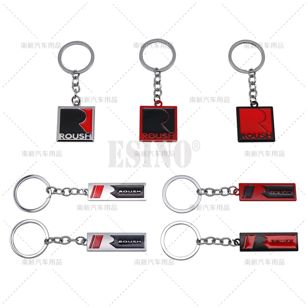 Car Styling 3D Metal Zinc Alloy Metal Roush Performance Key Chain Keychain Key Ring for Ford Mustang Shelby V8 GT 5.0 Twin Turbo