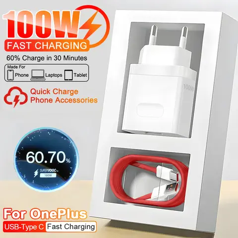 D'origine 100W SuperVOOC Chargeur Rapide Pour Oneplus 13 12 11 10 Ace 5 Pro 12r 13r Nord CE 2 3 4 Lite USB Téléphone Adaptateur Type C Câble