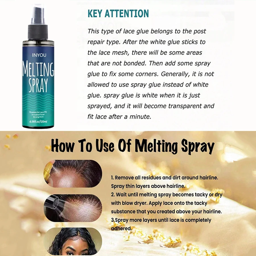 Lace Melting Spray, Lace Wig Melting Spray,Strong Natural Finishing Hold, Wig Melting Spray image 5