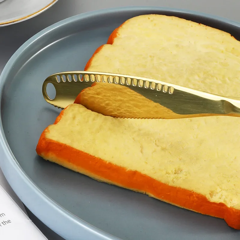 1PC Stainless Steel Perforated Butter Knife Multi-Functional Dessert Jam Knife Kitchen Tableware Toast Utensils