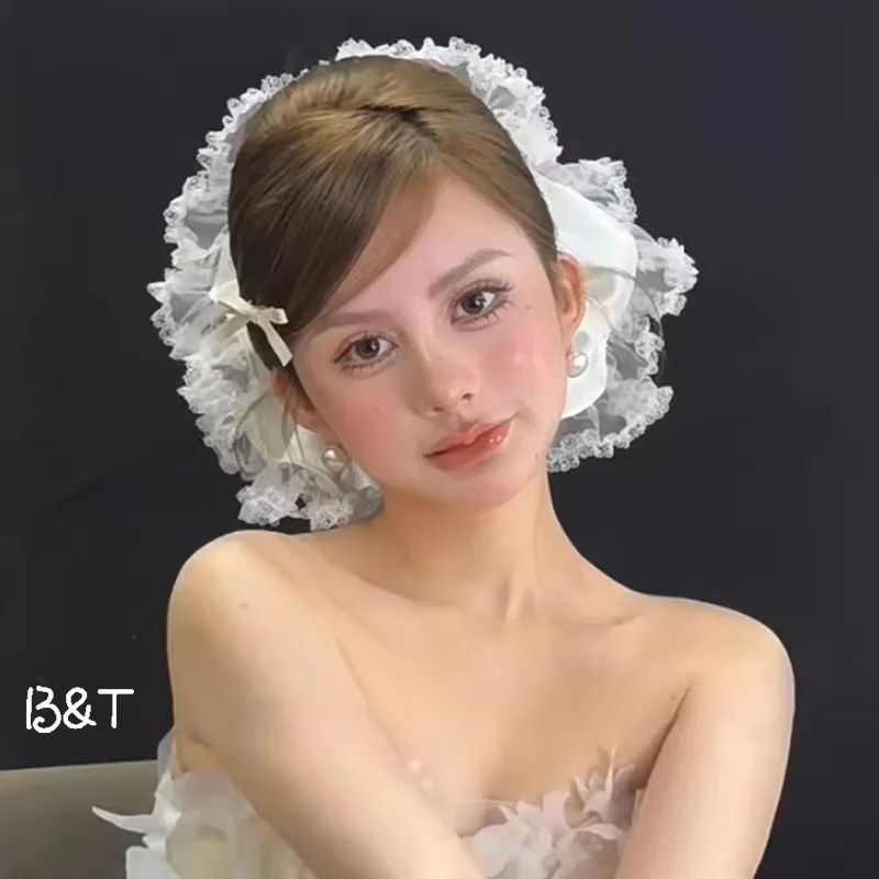 Premium Lace Floral Bridal Headband French Romantic Wedding Hair Accessory Vintage Forest Fairy Ultra Soft Breathable
