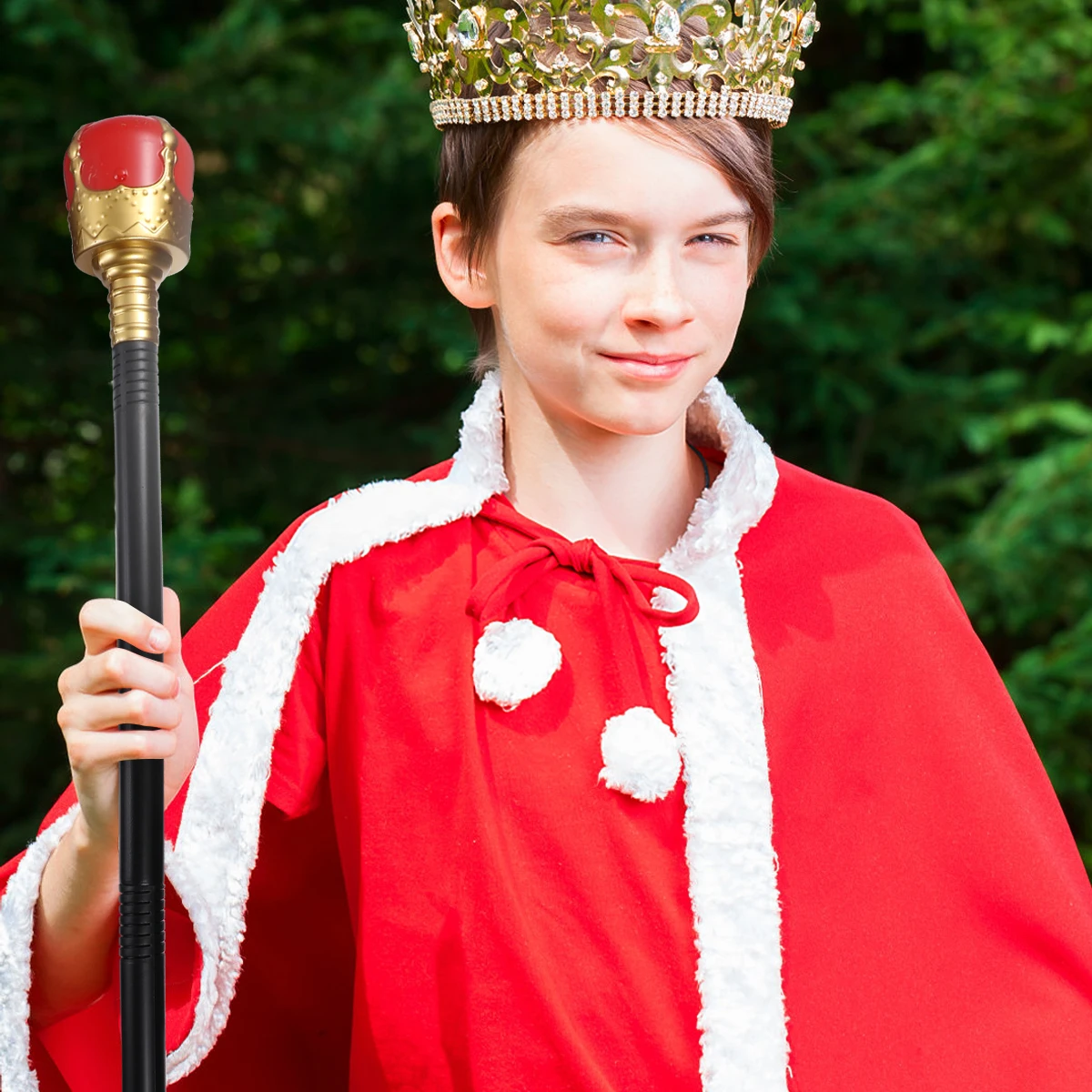 

King Scepter Plastic W Cosplay Halloween Party Toy Prop Staff Scepters for Men Round Head Accessories Role Play