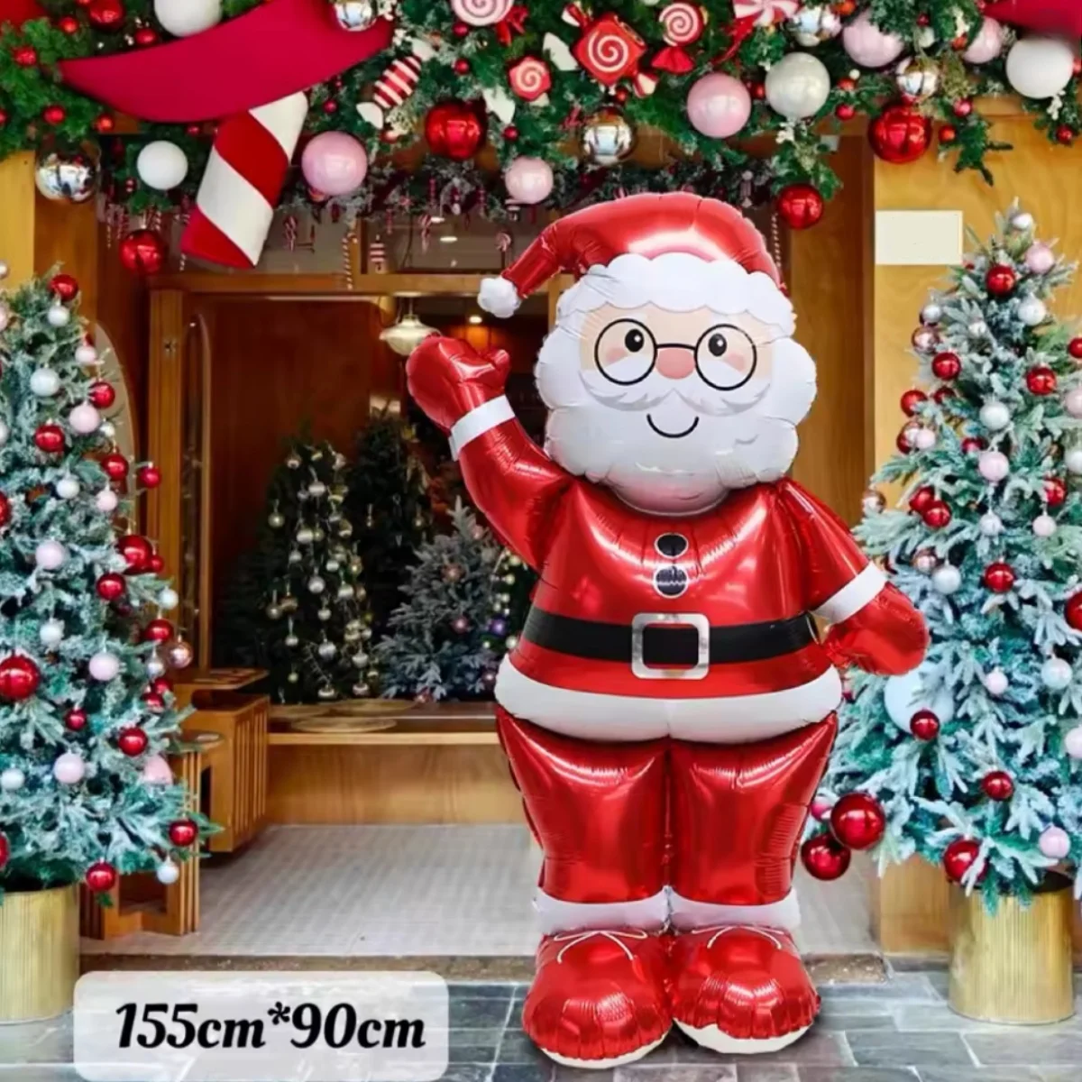 1/2 قطعة بالونات سانتا فويل - 61 بوصة حفلات عيد الميلاد ذاتية الغلق للعام الجديد مثالية لتزيين العطلة