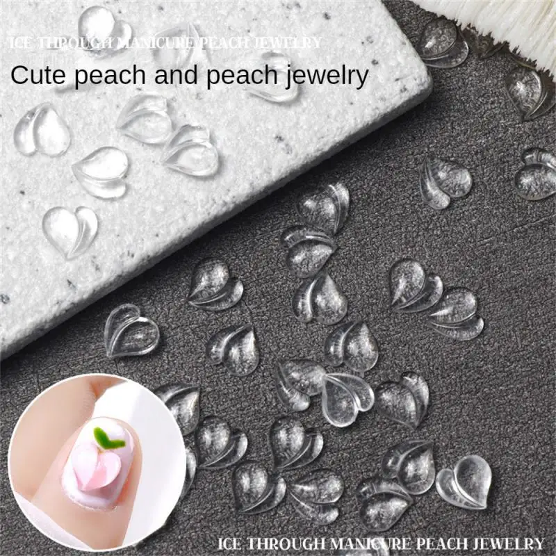 Manicure Ice Transparent Resin Heart Nail Art Charms 3D Kawaii Clear Love Crystal Rhinestone Nail Decorations Ornament