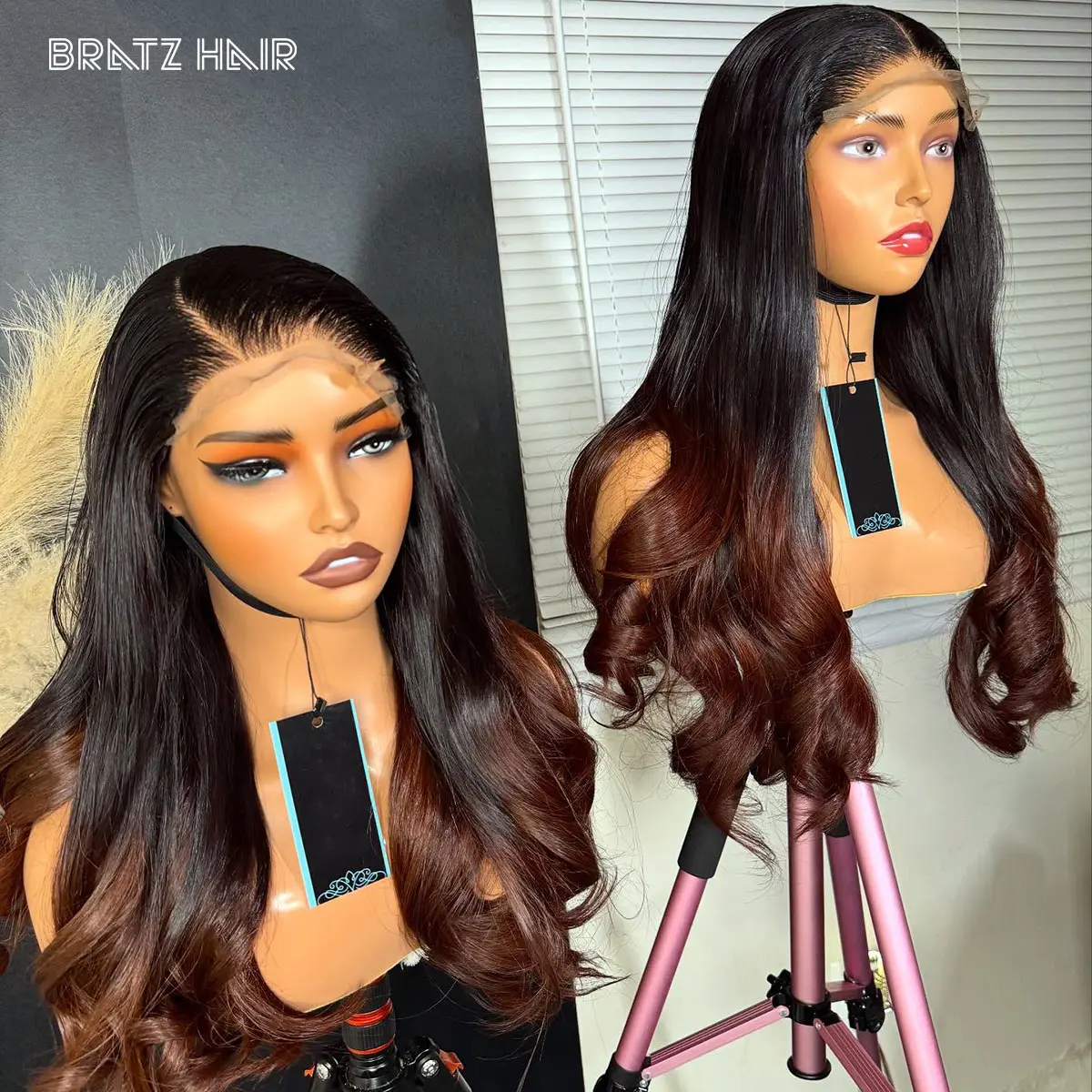 

Loose Bouncy Ombre Brown Human Hair Wig for Woman 13x6 13x4 HD Lace Frontal Ombre Black Brown Wigs Pre Plucked 360 Full Lace Wig