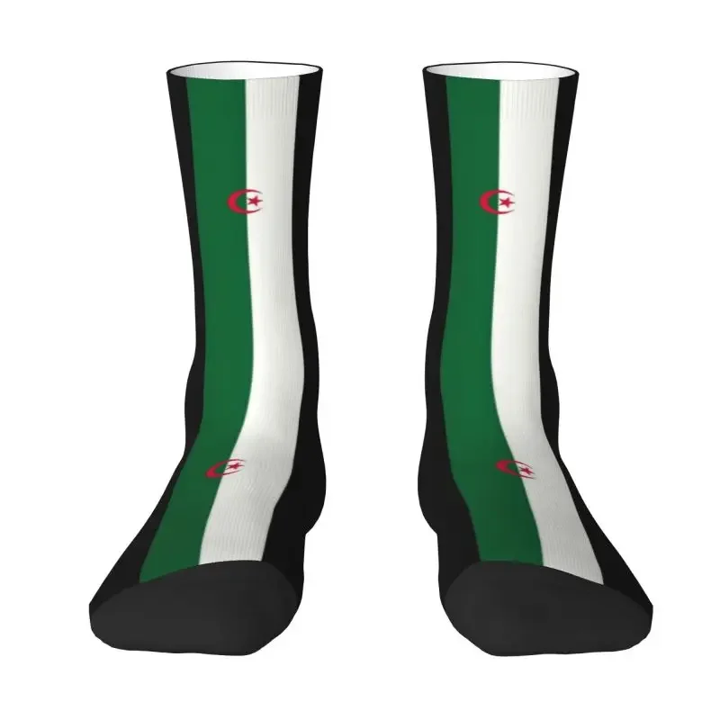 Algeria Stripe Flag Men's Crazy Crew Socks Unisex Fashion Breathable 3D Printing Algerian Patriotic Happy Funny Dress Socks