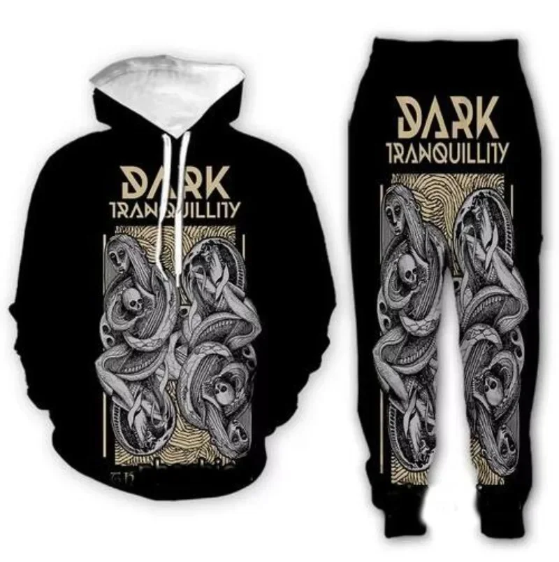 New Men/Womens Dark Tranquillity Band Funny 3D Print Fashion Tracksuits Crewneck Couple hoodie Joggers Pants + Hoodies