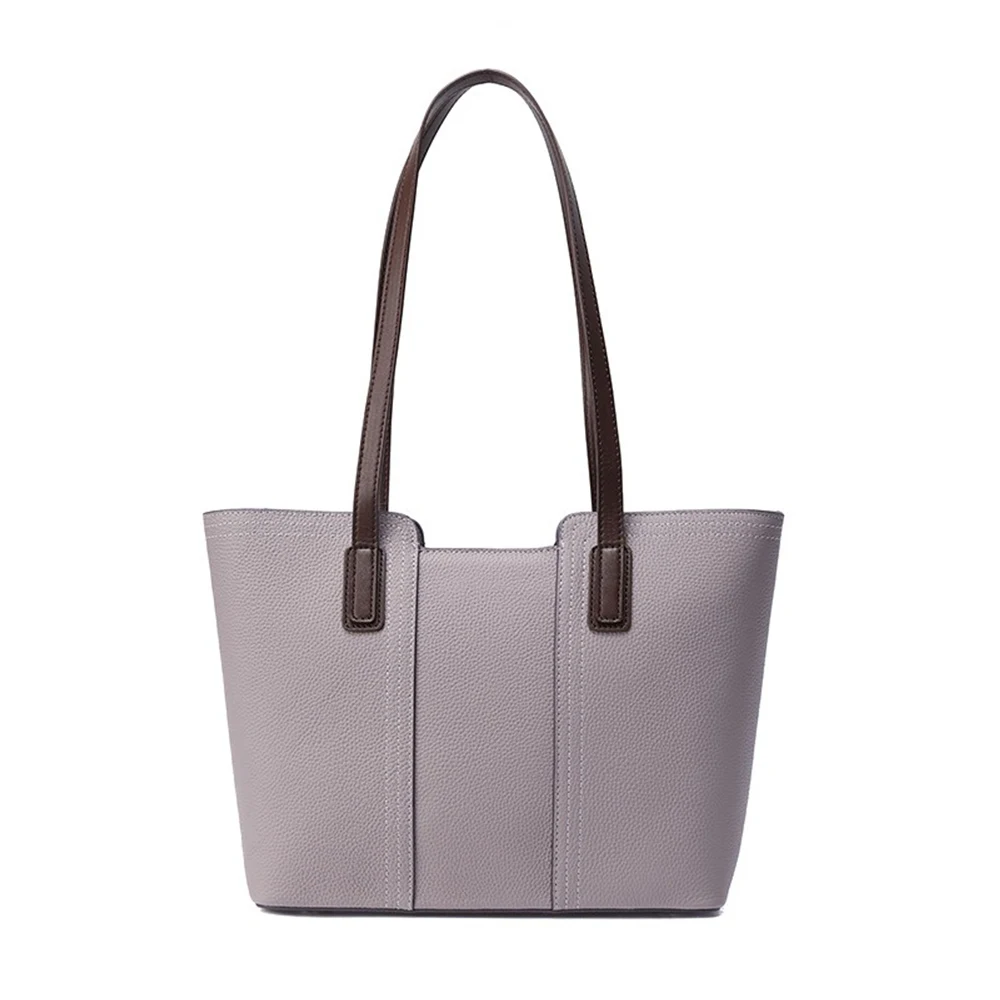 Zency Genuine Leather Women's Work Tote Bag Handbag Classic Elegant Large Capacity Shopper Pocket Blue Purse For A4 Grey Blue