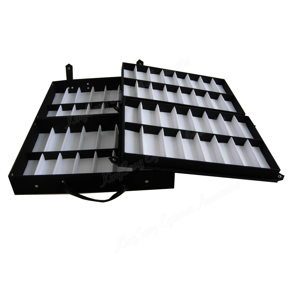 64pcs Portable Eyeglass Sales Reps Display Storage Box Optical Suitcase Eyewear Brief Case Sample Carrying Bag