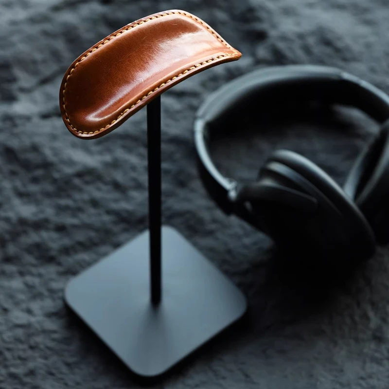 

Металлическая подставка для наушников в кожаной упаковке с вышивкой ручной работы, персонализированная настольная подставка в стиле ретро, аксессуары для хранения наушников