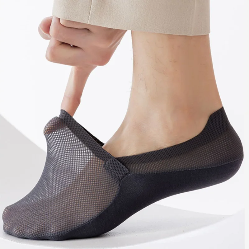 Kaus Kaki Kasual Musim Panas Kualitas Tinggi Kaus Kaki Potongan Rendah Tak Terlihat Pria Banyak Sokken Lembut Nyaman Antiselip Silikon Sejuk