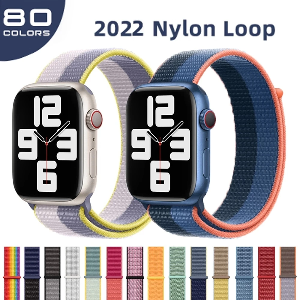 

Nylon Loop Strap for Apple Watch Band 45 mm 44mm 40mm 38mm 42mm 41mm Bracelet correa iWatch Series 7 6 Se 5 4 3 band