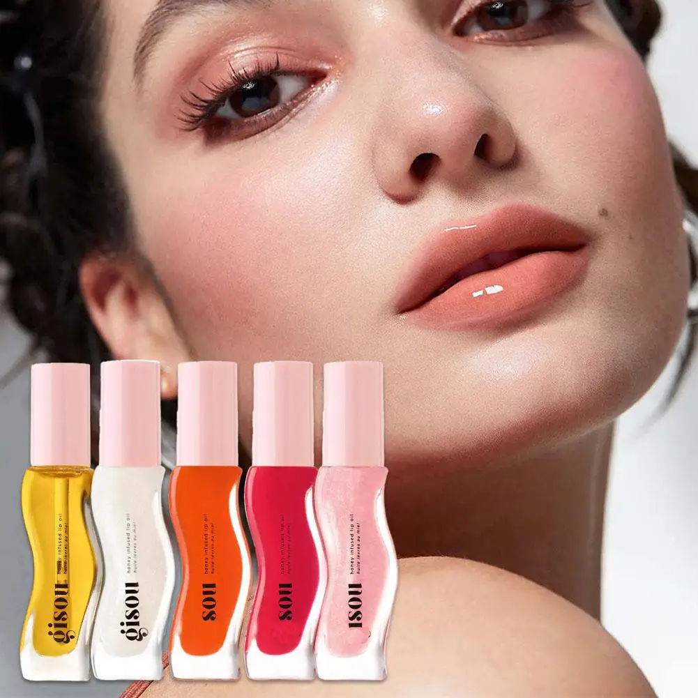 5 Colors 3ml Honey Infused Hydrating Lip Oil Long Lasting Liquid Lip Gloss Moisturizing Temperature Makeup Cosmetics